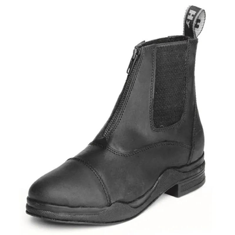 Hy Equestrian Wax Leather Jodhpur Boot - Black-1