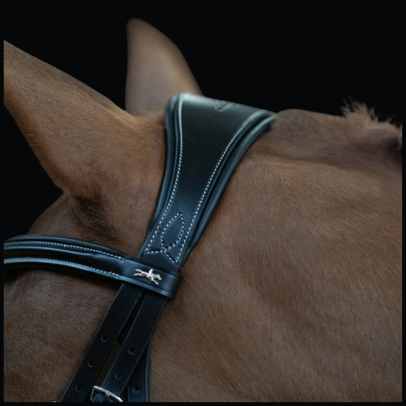 Schockemohle Monza F Bridle - Black/Cream/Silver-1