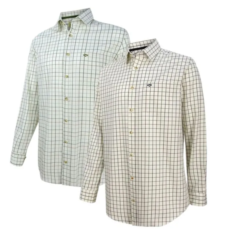 Hoggs of Fife Mens Balmoral Luxury Tattersall Shirt - Navy/Wine-1