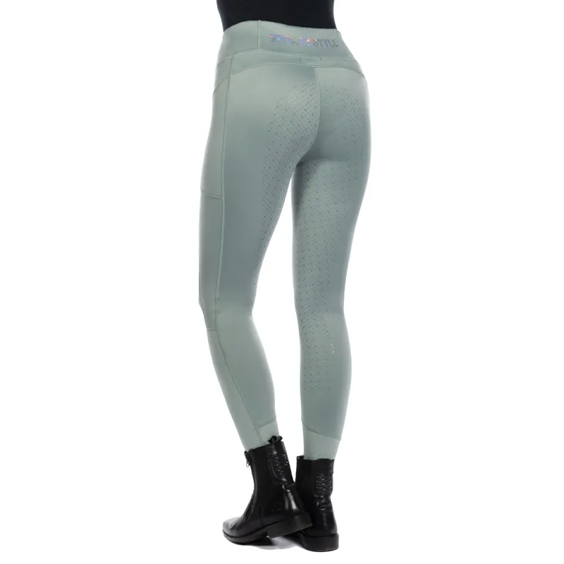 HKM Ladies Harbour Island Full Seat Riding Leggings - Sage-3
