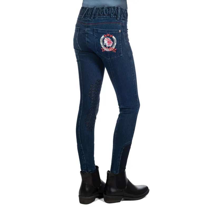 HKM Kids Aymee Denim Breeches - Deep Blue-2