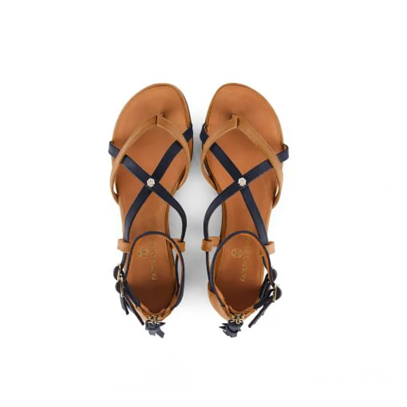 Fairfax and Favor Ladies The Brancaster Sandal - Navy/Tan-2