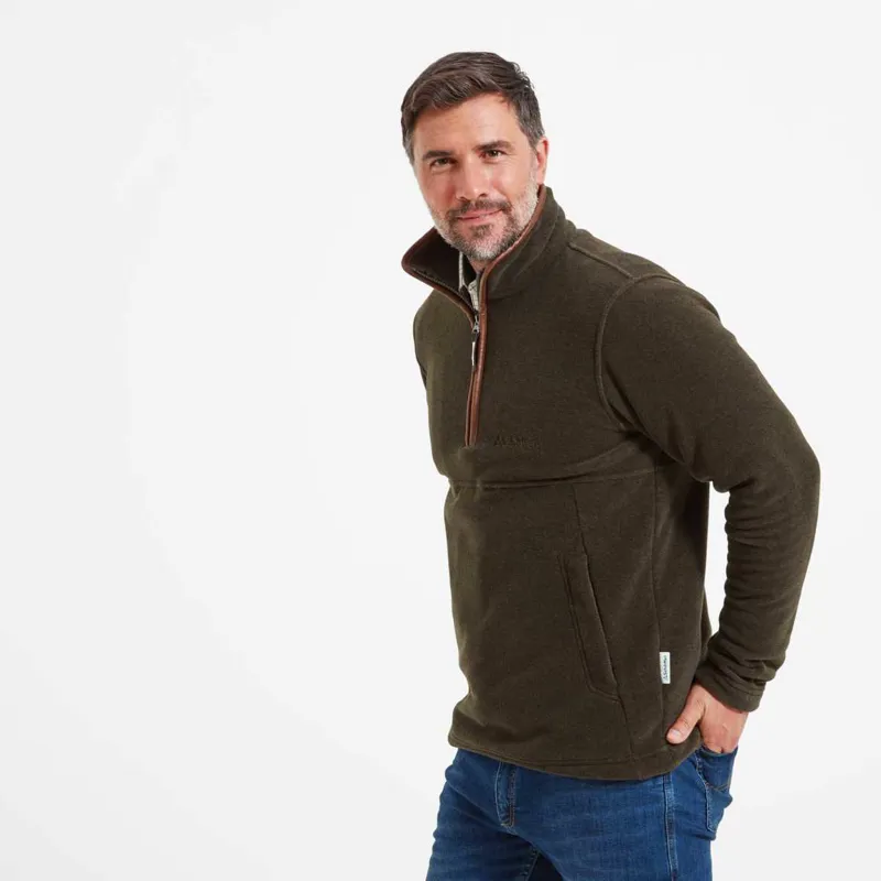 Schoffel Men's Berkeley Quarter Zip Fleece - Dark Olive-1