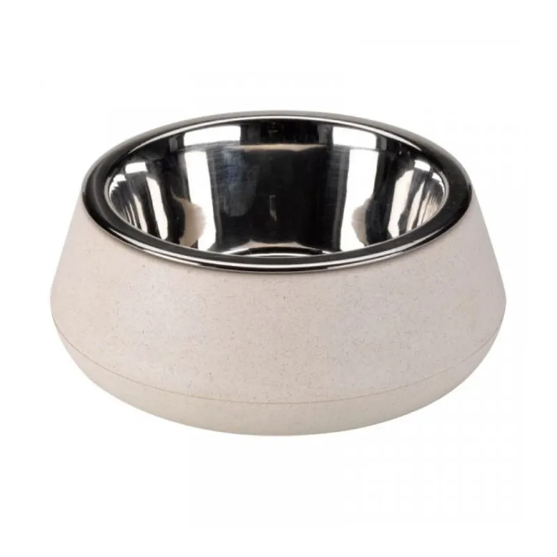 FloorGrip Bamboo and Stainless Steel Bowl - Stone
