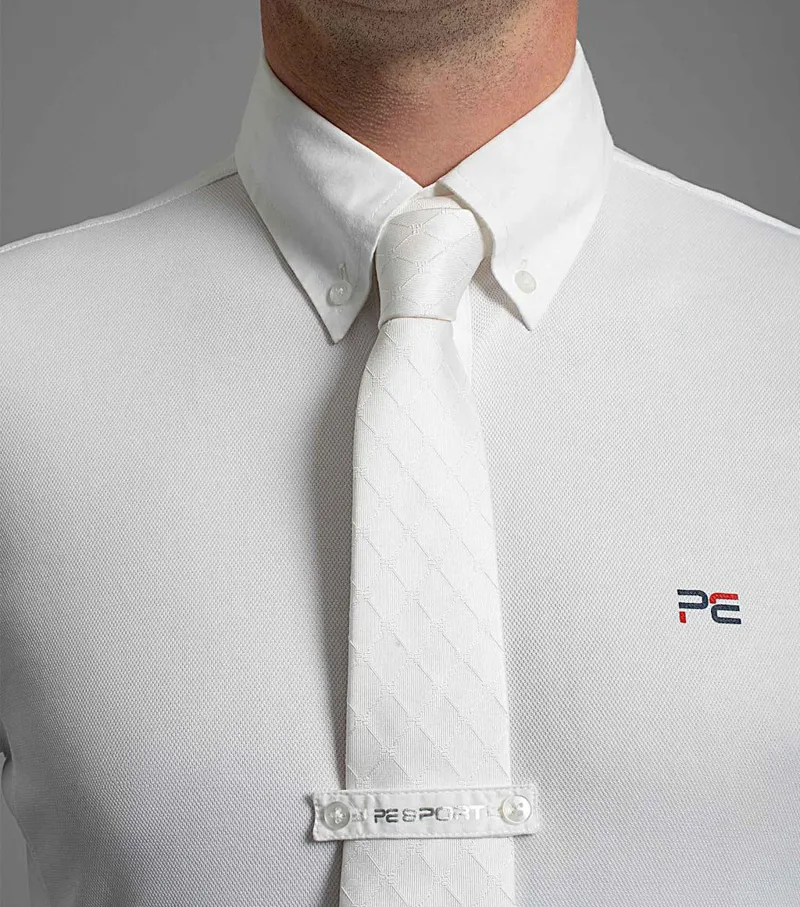 Premier Equine Giulio Mens Long Sleeved Show Shirt - White-2