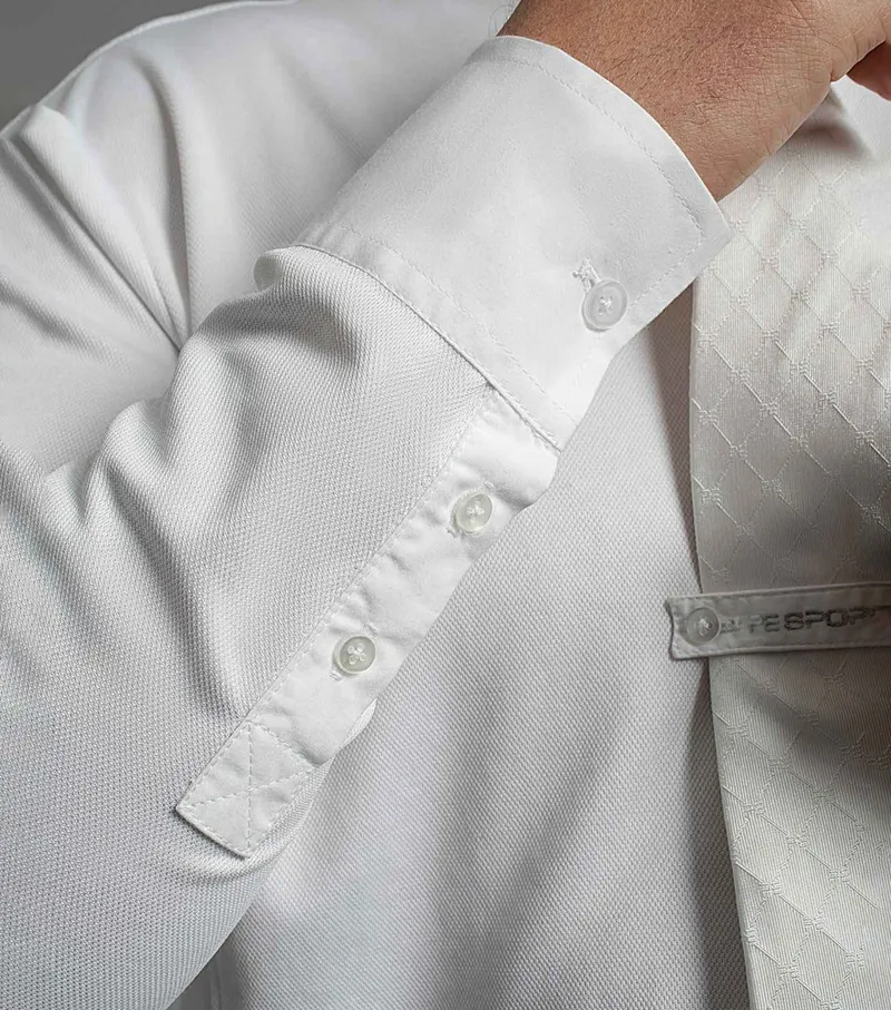 Premier Equine Giulio Mens Long Sleeved Show Shirt - White-1