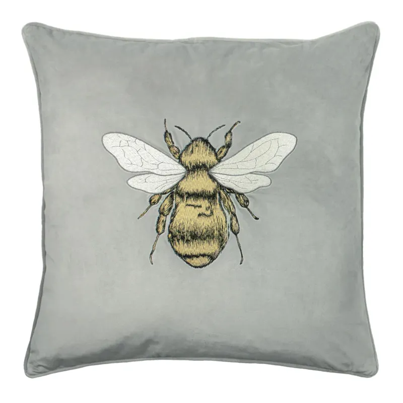 Paoletti Hortus Bee Cushion Silver Grey