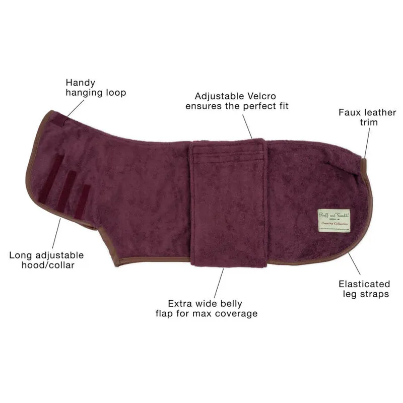 Ruff and Tumble Country Dog Drying Coat - Burgundy-3