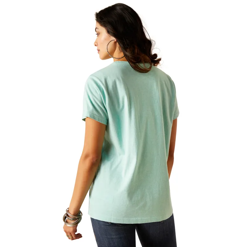 Ariat Ladies Cowboy T Shirt - Aqua Heather-1