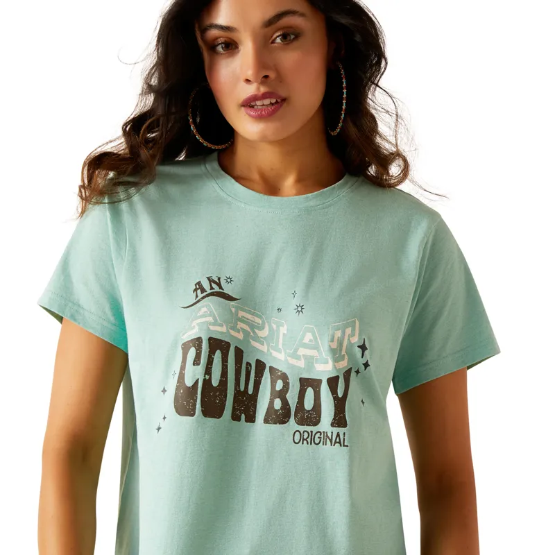 Ariat Ladies Cowboy T Shirt - Aqua Heather-2