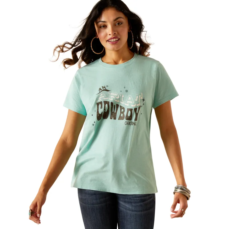 Ariat Ladies Cowboy T Shirt - Aqua Heather
