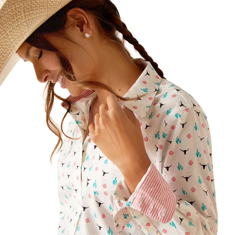 Ariat Ladies Kirby Shirt - Steer Garden-2