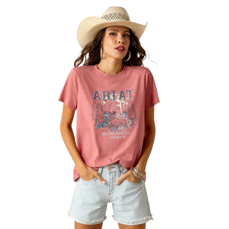 Ariat Ladies Souvenir T Shirt - Garnet Heather