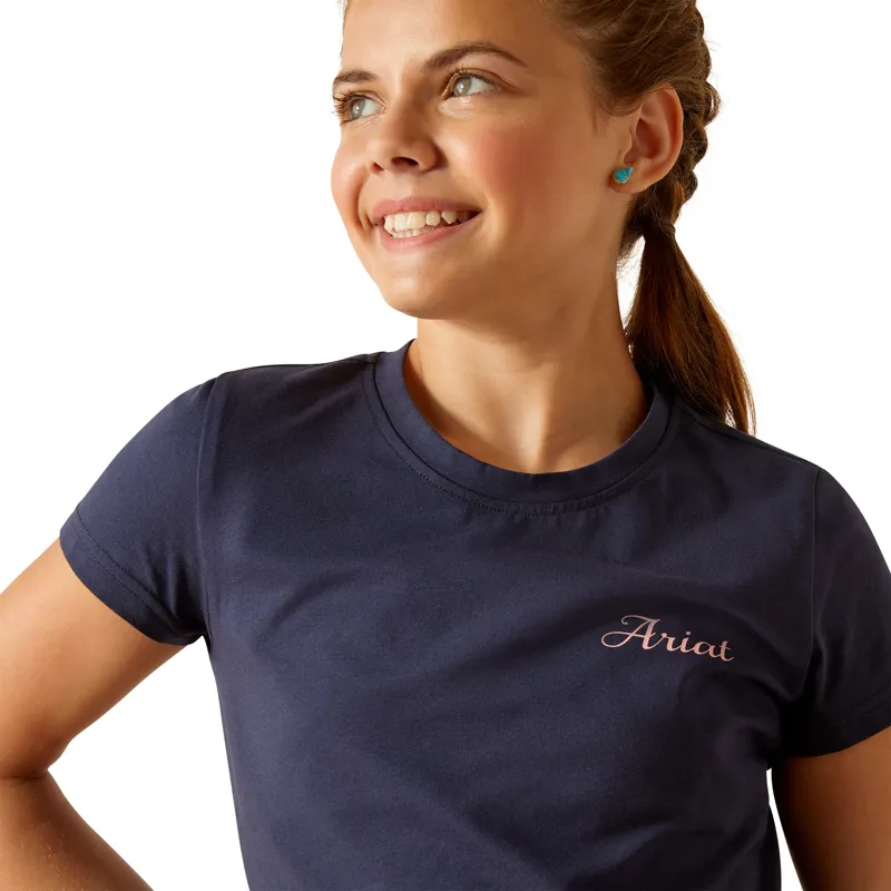 Ariat Youth Pretty Sheild T Shirt - Navy Eclipse-2