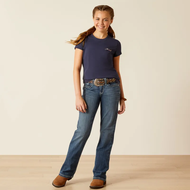 Ariat Youth Pretty Sheild T Shirt - Navy Eclipse-3