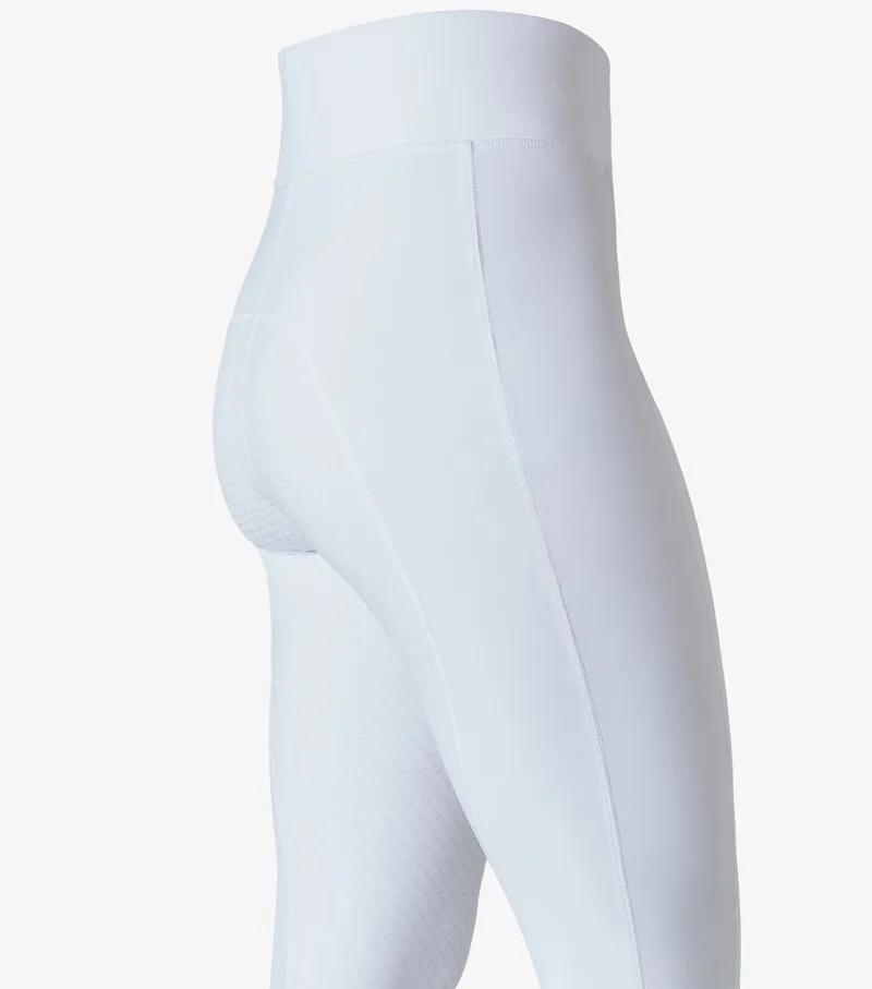 Premier Equine Aresso Ladies Full Seat Gel Riding Tights - White-1