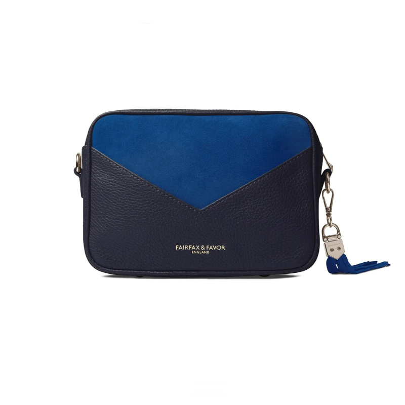 Fairfax and Favor Premium Stockist Finsbury Cross Body Bag - Porto Blue/Navy Suede-3