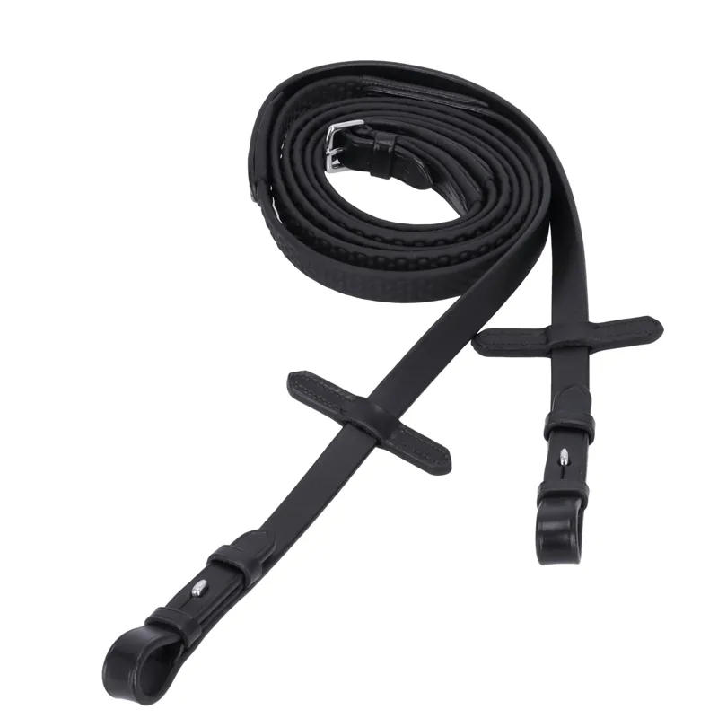 Schockemohle Soft Rubber Reins With Dots - Black/Silver