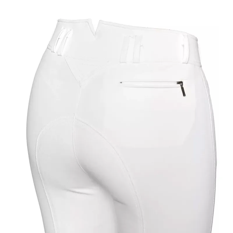 Derby House Elite Ladies High Waist Full Seat Breeches - White-2