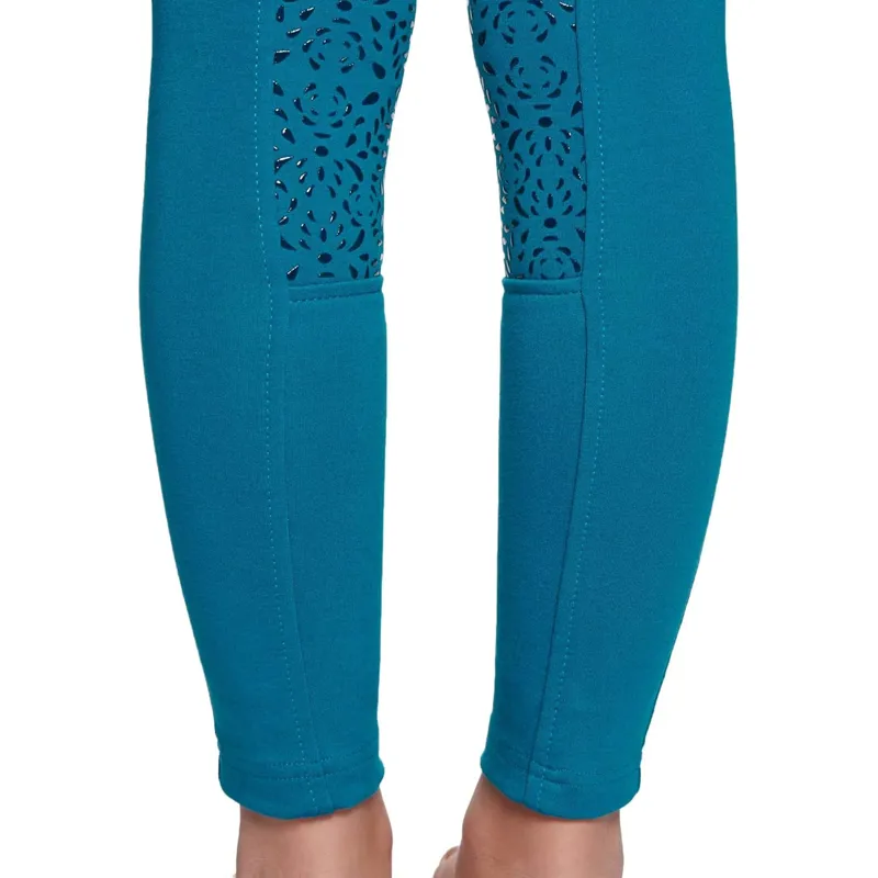 Derby House Kids Gel Full Seat Riding Tights - Teal-2