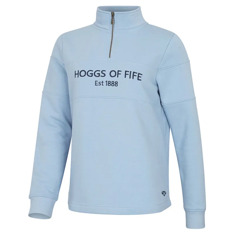 Hoggs Of Fife Ladies Dumfries 1888 1/4 Zip Jumper - Plain Blue
