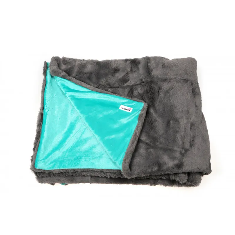 Doodlebone Faux Fur Blanket - Slate/Teal
