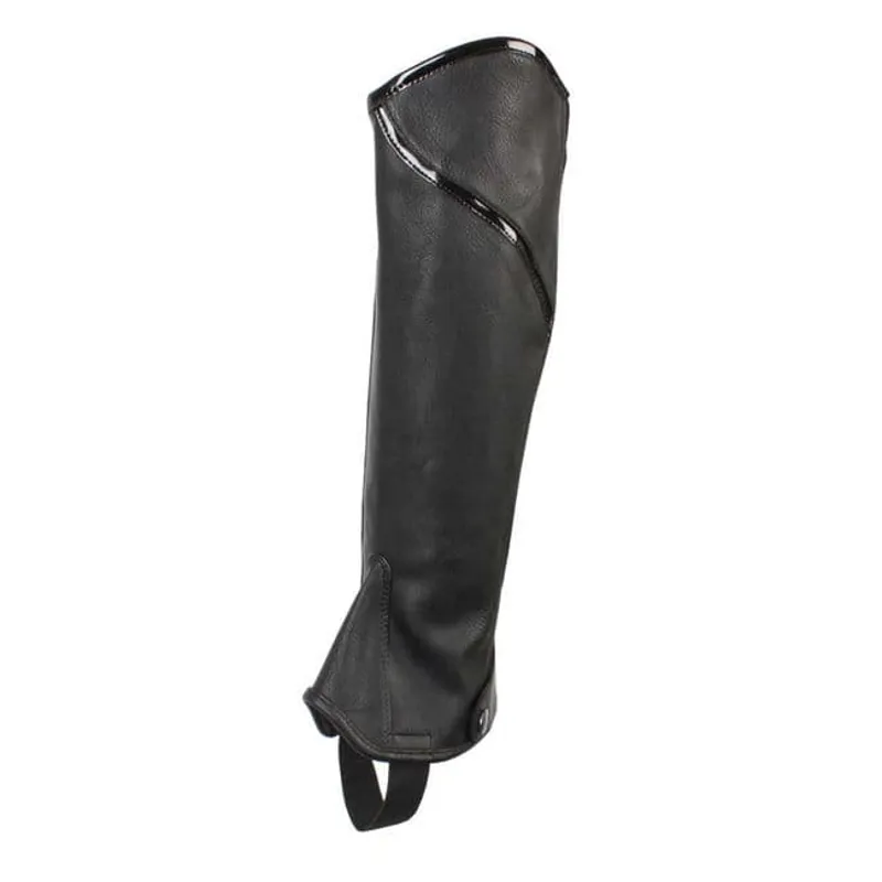 Dublin Stretch Fit Half Chaps With Patent Piping - Black-1