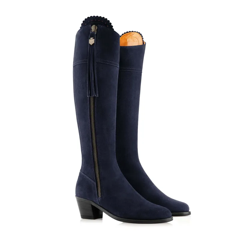 Fairfax and Favor Heeled Regina Boots - Navy-1