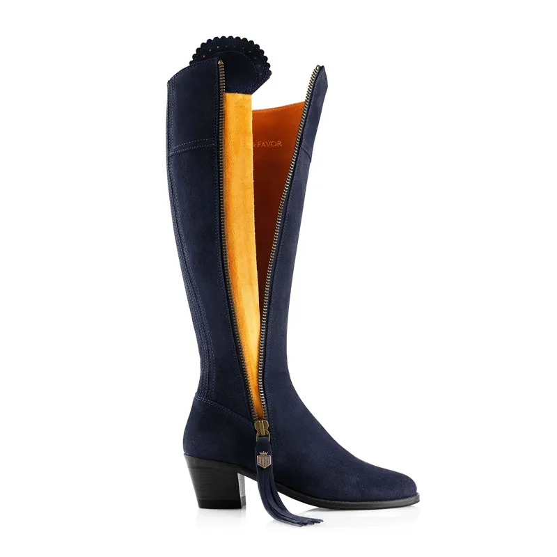 Fairfax and Favor Heeled Regina Boots - Navy-3