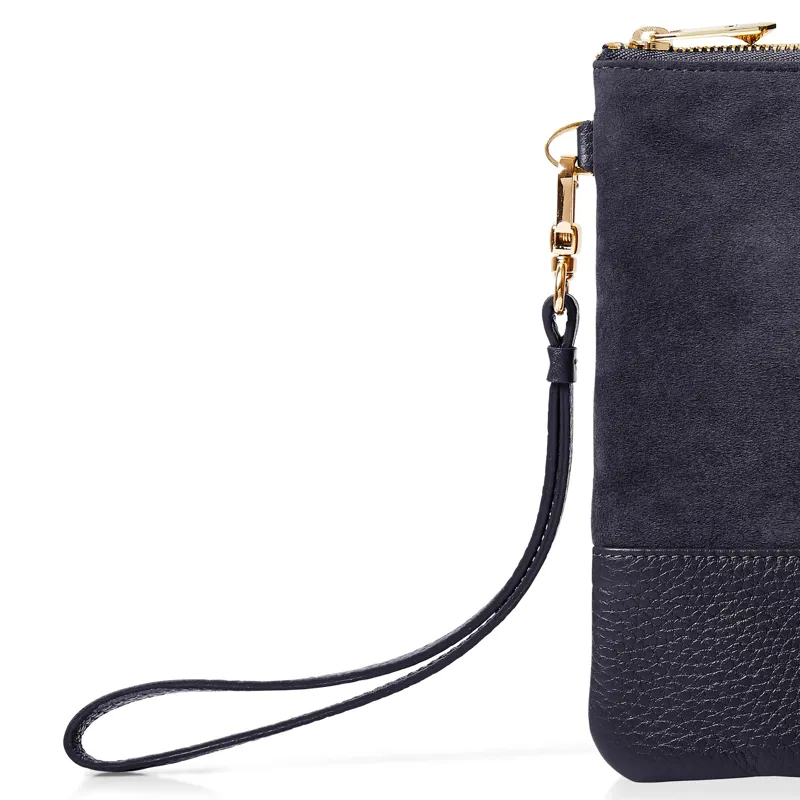 Fairfax and Favor Highbury Clutch Bag - Navy Suede-2