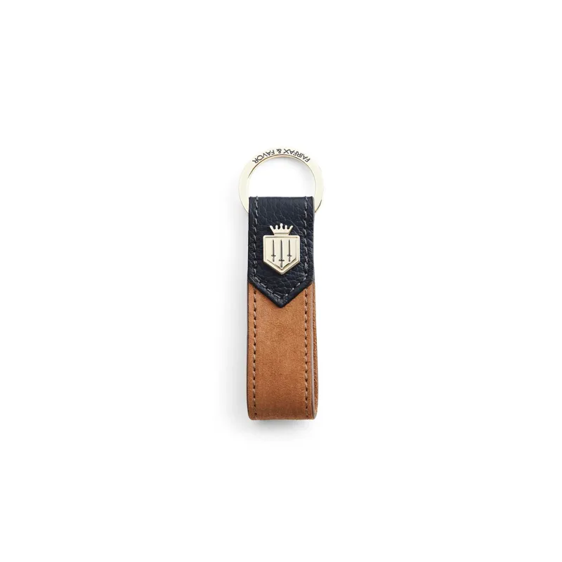 Fairfax and Favor Suede Keyring - Tan/Navy