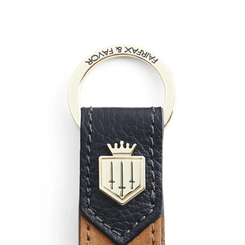 Fairfax and Favor Suede Keyring - Tan/Navy-1