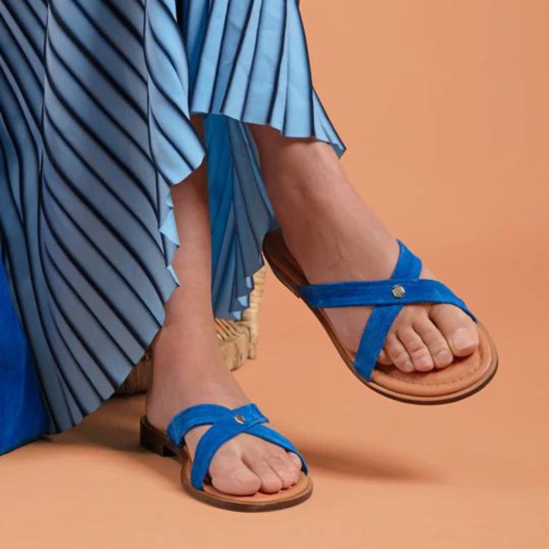Fairfax and Favor Holkham Sandal - Porto Blue Suede-4