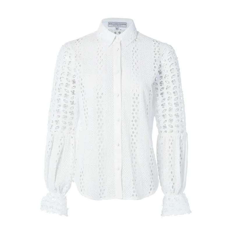 Holland Cooper Broderie Lace Shirt - White