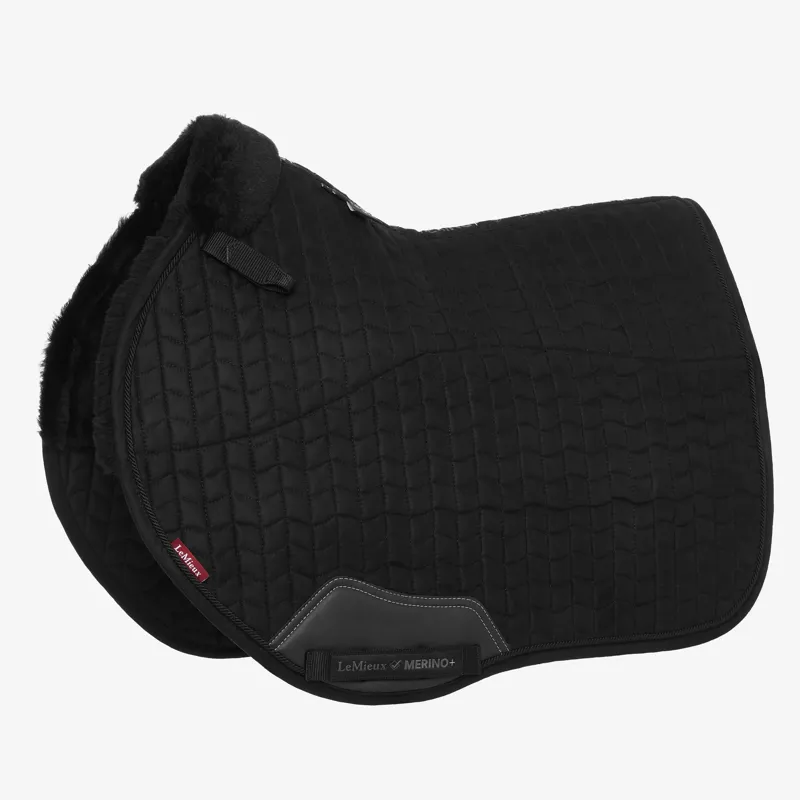 LeMieux Merino+ Half Lined Suede EuroJump Square - Black/Black