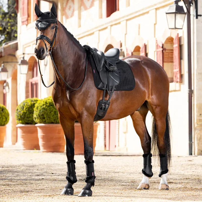 LeMieux Merino+ Half Lined Suede Dressage Square - Black/Black-1