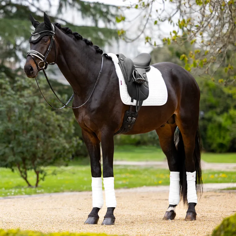 LeMieux Merino+ Half Lined Suede Dressage Square - White/White-1