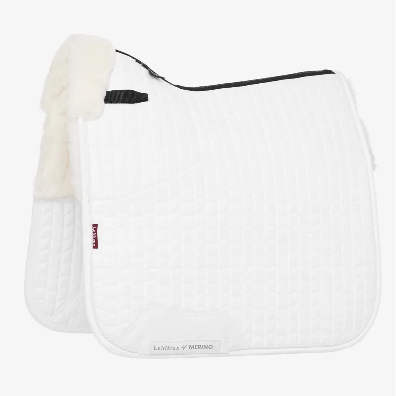 LeMieux Merino+ Half Lined Suede Dressage Square - White/White