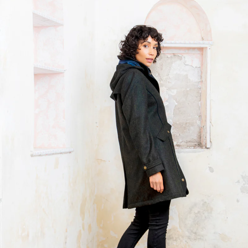 Jack Murphy Ladies Abbie Tweed Jacket - Deep Green Herringbone-2