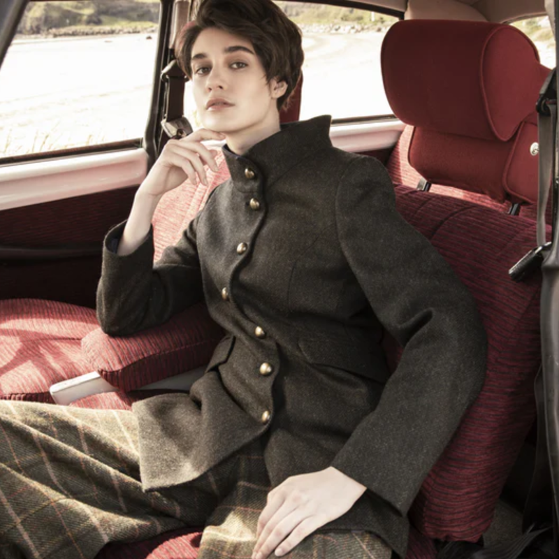 Jack Murphy Ladies Lynn Tweed Jacket - Deep Green Herringbone-2