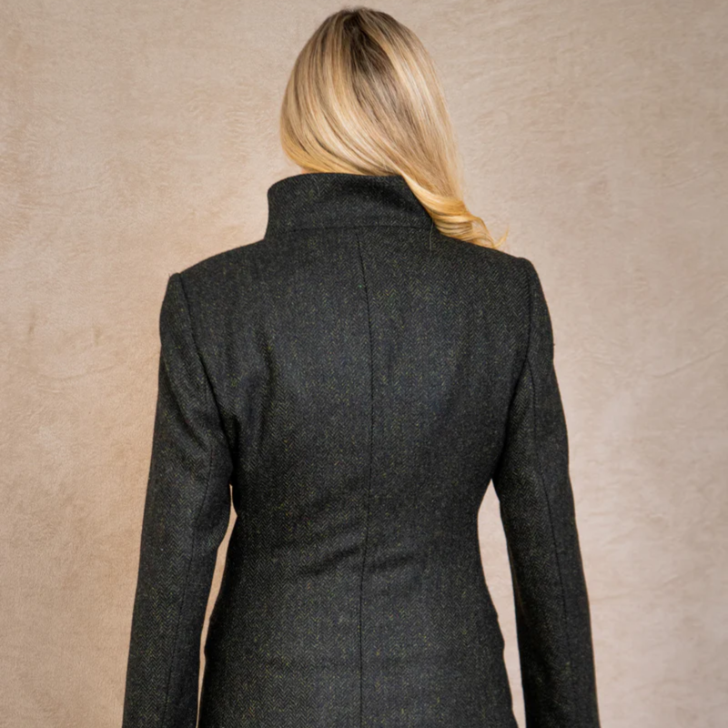 Jack Murphy Ladies Lynn Tweed Jacket - Deep Green Herringbone-4
