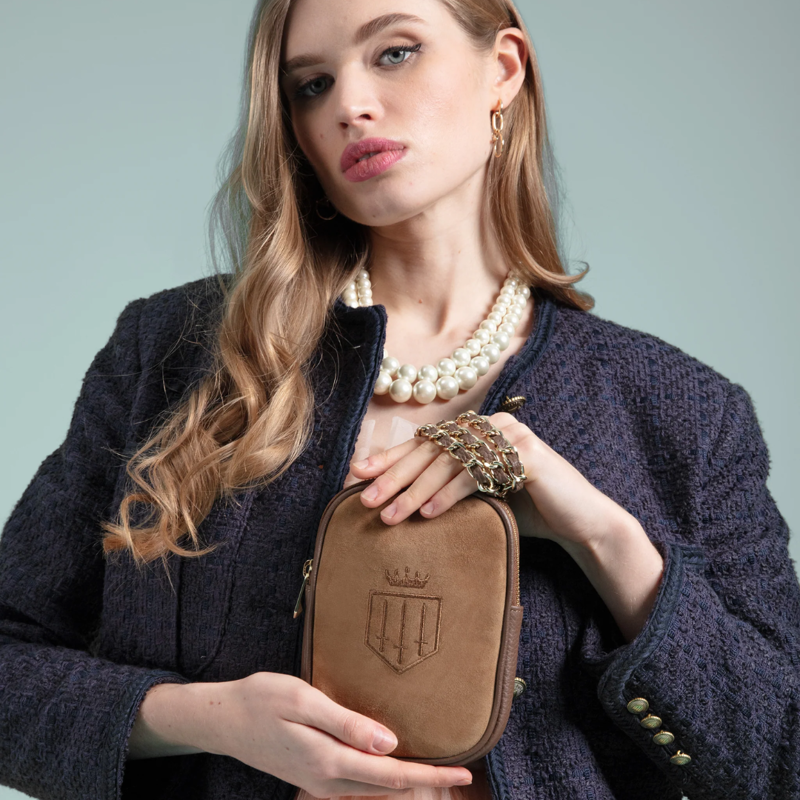 Fairfax and Favor Mini Finsbury Cross Body Bag - Tan Suede-3