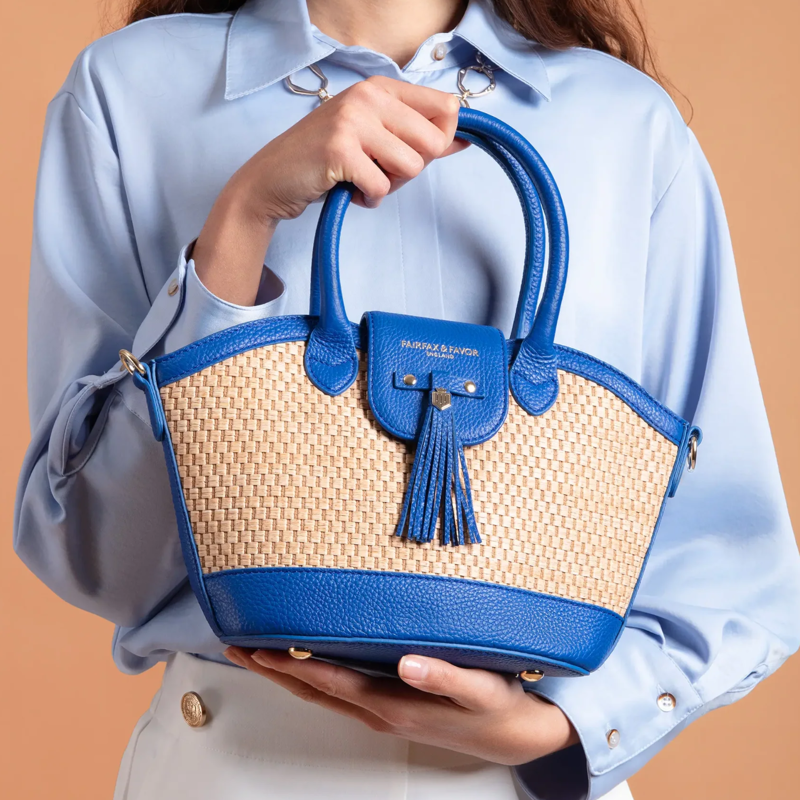 Fairfax and Favor Mini Basket Bag - Porto Blue -2