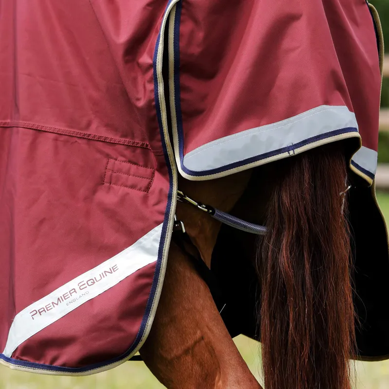 Premier Equine Buster Zero Turnout Rug with Classic Neck Cover - Burgundy-1
