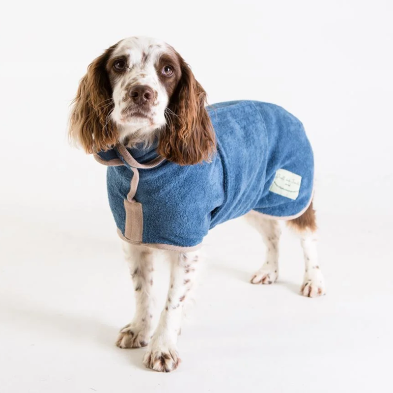 Ruff and Tumble Classic Dog Drying Coat - Sandringham Blue-1