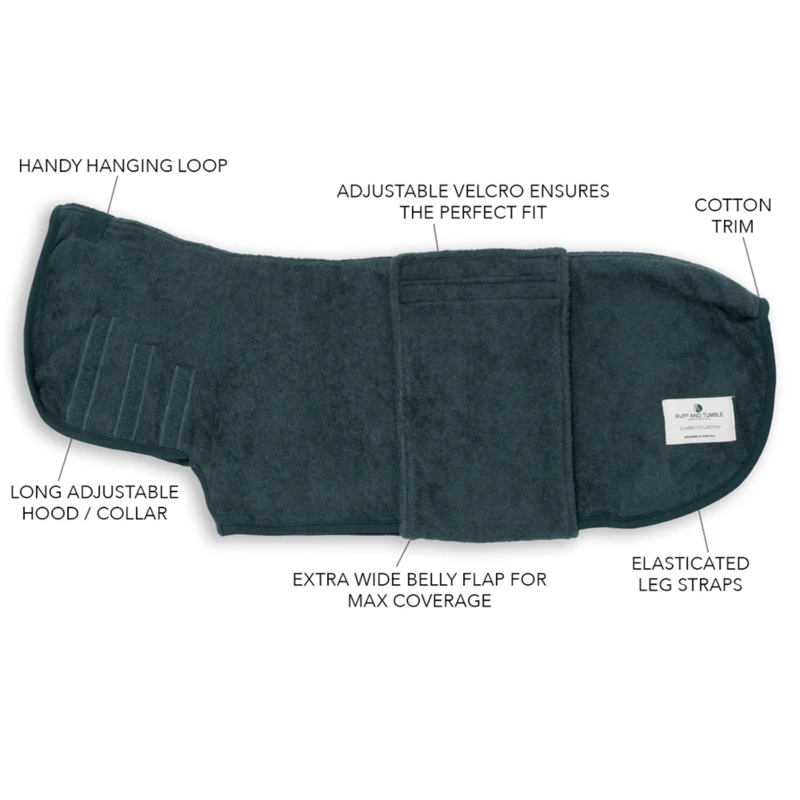 Ruff and Tumble Classic Dog Drying Coat - Forest Green-4