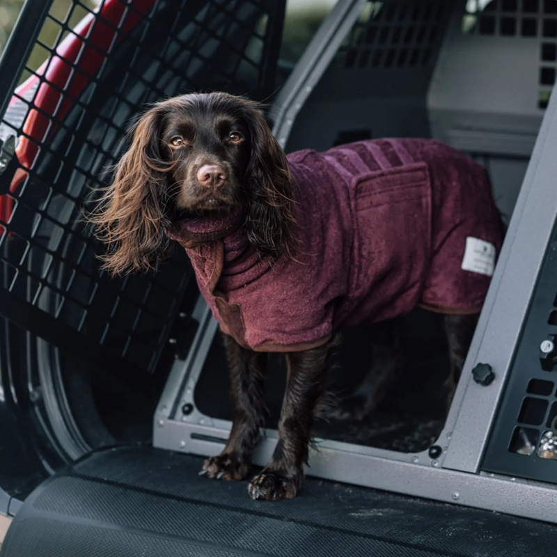 Ruff and Tumble Country Dog Drying Coat - Burgundy-2