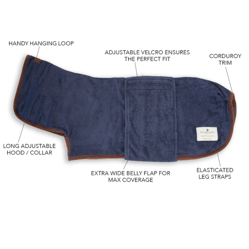 Ruff and Tumble Country Dog Drying Coat - French Navy-6