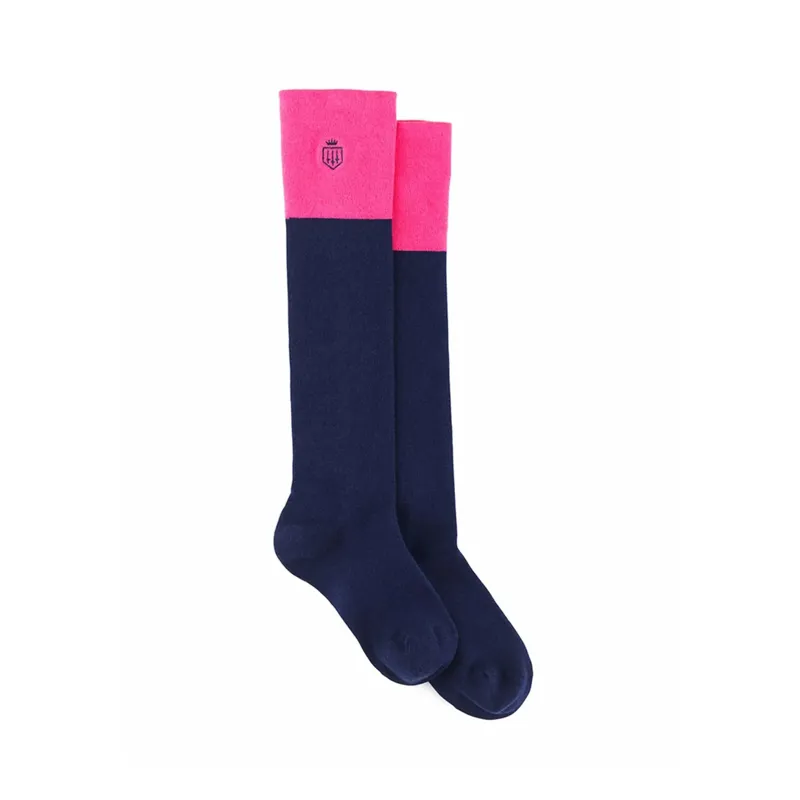 Fairfax and Favor Ladies Signature Knee High Socks - Navy/Pink