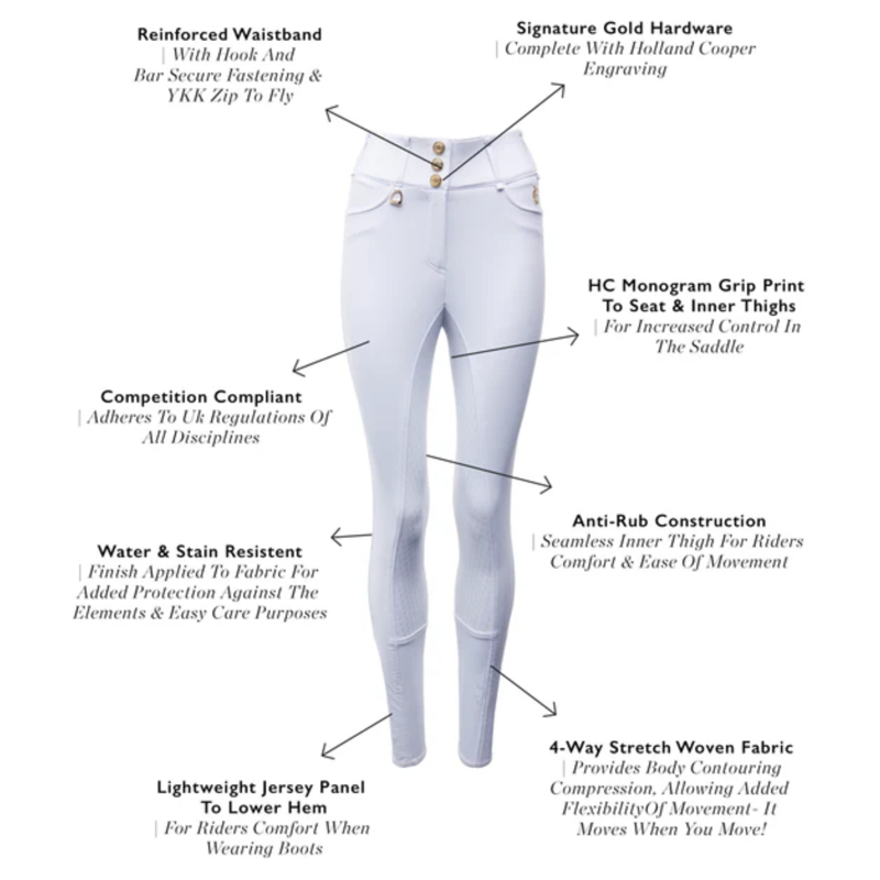 Holland Cooper Premium High Rise Breeches - White-3